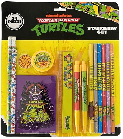 EURO PUBLISHING Set Cancelleria Completo Turtles Ninja da 14 Pezzi - Prodotto Ufficiale