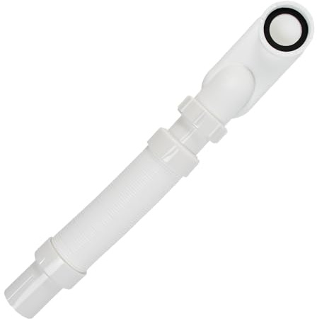 Vurixfo 1-1/2 Low Profile Flexible P-Trap, Bathtub Shower Drain Pipe Flat P Trap Free Standing Tub Drain White Plumbing with Gasket for Bath Bathtub Drain