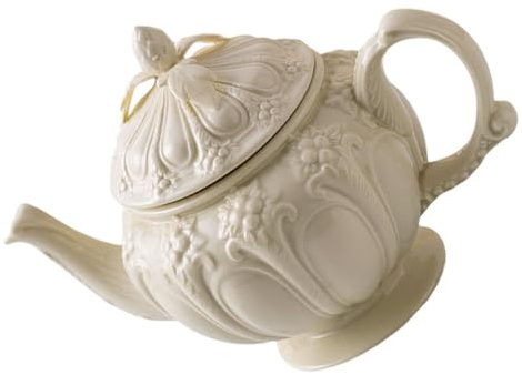 SEWACC Coffee Pot Afternoon Tea Pot Vintage British Style Ceramic Embossed Design Comfortable Handle Easy to Clean Large Capacity for Home Kitchen