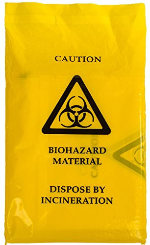 100 x jaune Biohazard Sacs – 35 cm x 20 cm – Fermeture autocollante Clinique malade/vomi Disposal