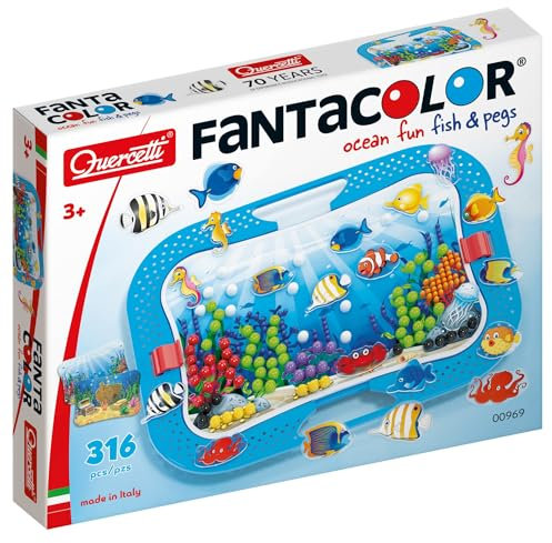 Quercetti 0969 Quercetti-0969 Ocean Fun Fish & Pegs-Kids' Mosaic Kits STEAM Toy