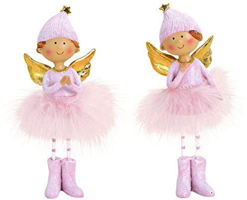 Pommerntraum ® | 2-ER Set Elfen Engelchen Engel Schutzengel Nana Engel Weihnachtsengel Weihnachtsfiguren Dekorationsfiguren Schreibtischfiguren (rosa)