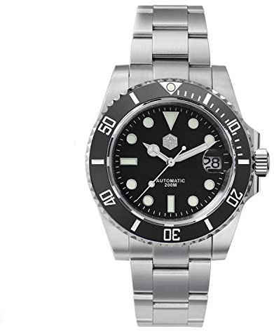 NC San Martin Diver Ghost Luxusuhr Saphirglas Herren Automatik Mechanische Herrenuhren Keramiklünette Armbanduhr (Black)