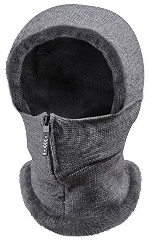 TAGVO Warme Sturmhaube Strickmützen, Weich elastisch Nackenwärmer Schal Mütze, Verdicken Polar Gesichtsmaske Strick Mütze, Winddichte Running Skiing Flexible Hüte für Frauen Männer
