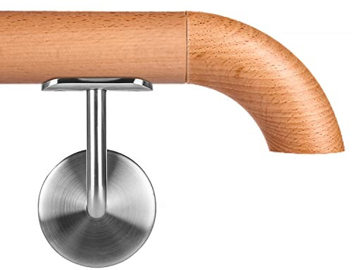 Buche leicht gedämpft Holzhandlauf Ø 42,4 mm Wandhandlauf Holz gebogen flach 150 cm 2 Halter