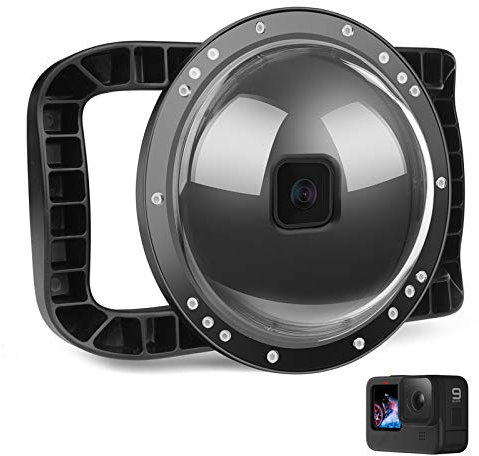 D&F Unterwasser Dome Port für Go Pro Hero 13 Black/Hero 12 /Hero 11 /Hero 10 /Hero 9 Black, Integrierter Gehäusekuppel mit Zwei Händen und 30m/98ft Wasserdichtes, professionelles Tauchzubehör