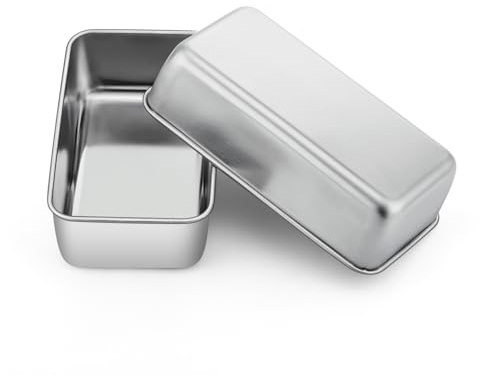 P&P CHEF Loaf Pan, 9 x 5 Inch Stainless Steel Bread Pan, (Silver, 2Pcs)