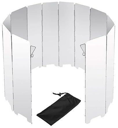 Windschutz fur Gaskocher, 8/10/12/16 Platten, Faltbarer Kompakter Aluminium-Windschutz mit Schutz Tasche für Campingkocher, Gaskocher