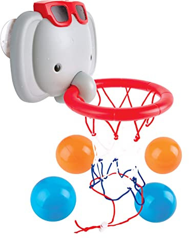 Hape Badespaß mit dem Elefanten-Basketballkorb, Badewannenspielzeug, ab 18 Monaten, E0221, Bunt