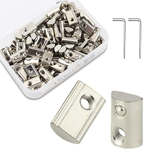 Nutenstein Nut Nutsteine Set T-Nut Schrauben Gewinde Kohlenstoffstahl mit Zentrierung und Federkugel Gleitmuttern Hammermutter für Aluminiumprofil-Extrusionsschlitz 20-Serie 100x (M3)