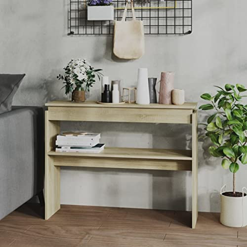 Gecheer Konsolentisch Konsole Beistelltisch Flurtisch Sideboard Ablagetisch Wandtisch Frisiertisch Schminktisch Holzwerkstoff Sonoma-Eiche 102x30x80 cm