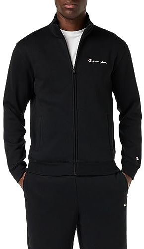 Champion Legacy American Classics - Script Logo Powerblend Fleece High-Neck Full Zip Felpa, Nero, M Uomo FW23