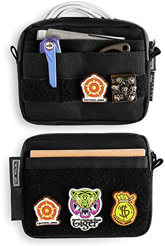 TACTICAL_GEEK Storage A3 EDC Pouch Molle Tasche Pocket Organizer Zusatz-Tasche für Weste, Rucksack, 500D Tac Pouch für EDC Tools Werkzeug mit Patch-Fläche, Schwarz