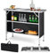 COSTWAY 110cm/206cm Folding Camping Table, Aluminum Portable Picnic Table with 2-Tier Open Shelves, MDF Tabletop and Carrying Bag, Camping Cupboard for Outdoor Hiking BBQ (Black, 110 x 38 x 88cm)