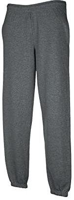 Fruit of the Loom Herren Jogger Sporthose, 1 x Darkheather Elastic + 1 HL Kauf Notizblock, M