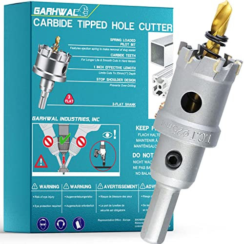 GARHWAL Ø 25 mm Scie cloche en carbure T.C.T robuste avec Pointes en Métal Durci pour une coupe précise et rapide, Y Compris L'acier Inoxydable et Doux, Le Fer, Le Cuivre et Le Laiton