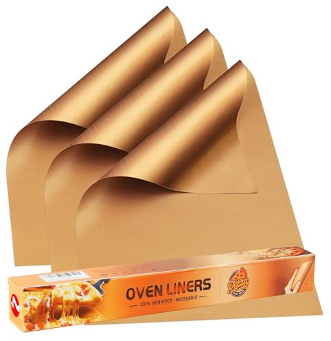 Large Oven Liners for Bottom of Electric Gas Oven, Reusable - Heavy Duty Non-stick Teflon Mats 15.8x 23.7, Easy to Clean - Oven Floor Protector Liner -Reduce Food Spills and Stuck (Copper, 3)