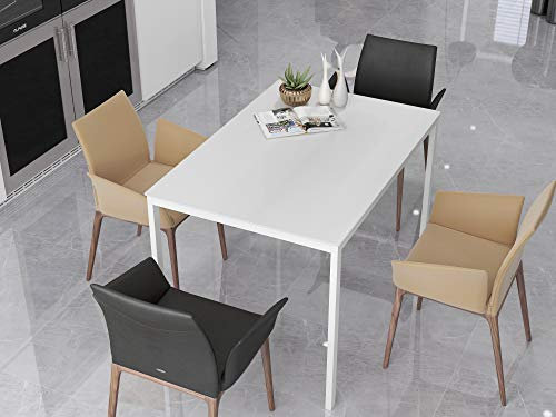 Can-Bramar CB-Home Glassara - Mesa de comedor de cristal (blanco, rectangular)