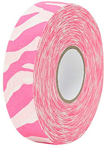 Tomotato Ruban de Hockey, 2,5cm x 25m Rouleau de Ruban de Protection en Tissu pour Bâton de Hockey sur Glace et à roulettes, Accessoires de Sport pour Protecteur de Lame et De Poignée(Zèbre Rose)