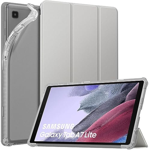 MoKo Hülle Kompatibel mit Galaxy Tab A7 Lite 8.7 2021, TPU Transluzent Matt Rückseite Cover mit Auto Schlaf/Aufwach, Schutzhülle mit Ständer, Silber