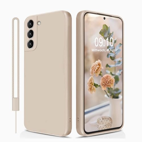 MSKJ Samsung Galaxy S21 Hülle Silikon(6.2 Zoll), (mit Lanyard) Ultra-dünne Ganzkörper-Handyhülle Case Kameraschutz Kompatibel mit Samsung Galaxy S21 (Beige)