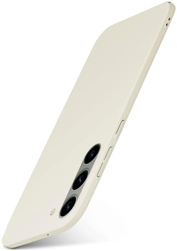 moex für Samsung Galaxy S23 Hülle Ultra Dünn, Schutzhülle mit erhöhtem Kameraschutz, Slim Cover Hardcase Backcover, Dünnste Handyhülle Minimalistisch Alpha Case, Creme