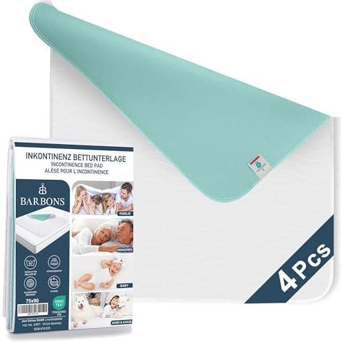 Barbons Inkontinenzunterlage waschbar Matratzenschutz 75x90 - wasserdichte Bett Inkontinenzauflage matratzenauflage Bettunterlage waschbar nässeschutz matratzenauflage (75x90 cm)