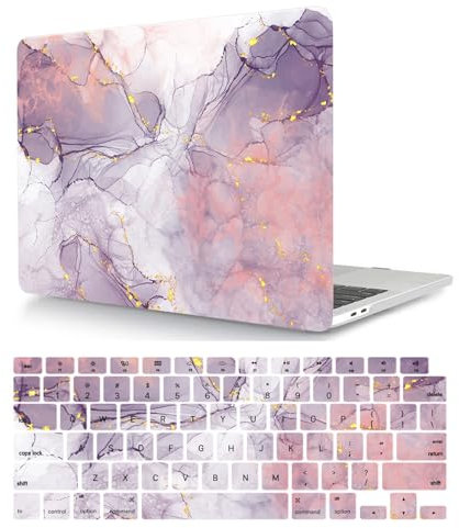 Hülle Case Kompatibel mit MacBook Pro 13 Zoll 2015 2014 2013 2012 Freisetzung A1425 A1502 mit Retina Display, Ultradünne Plastik Hartschale Schutzhülle & Tastaturschutz, Lila Marmor