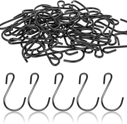 Teaaha 50 ganci a S piccoli, 3,2 cm, gancio a S in acciaio inox, gancio a S nero, gancio per appendere gioielli fai da te, portachiavi e targhetta