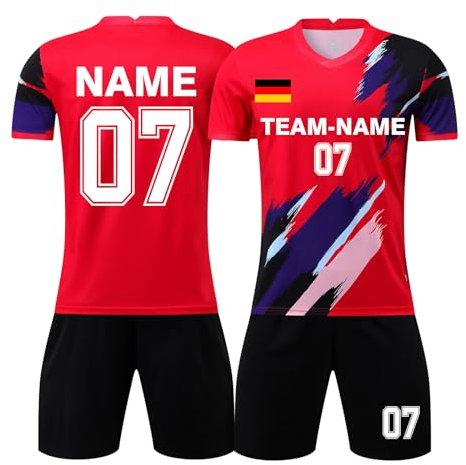 LAIFU Trikot Fussball Jungen Mädchen Fußball Trikot Personalisiert für Kinder Erwachsener Fussballtrikot Set mit Eigenem Namen