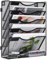 TQVAI 6 Compartiments Métal Porte Revue Mural Porte Documents A4 Organisateur De Bureau Rangement Papier, Porte Revue Bureau, Noir