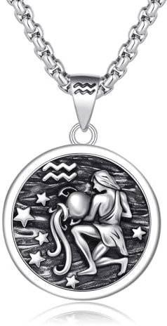 REDSUN Sternzeichen Wassermann 925 Sterling Silber 12 Konstellationen Sternzeichen Stern Anhänger Halskette Wassermann Sternzeichen Kette Geburtstagsgeschenk für Damen und Herren