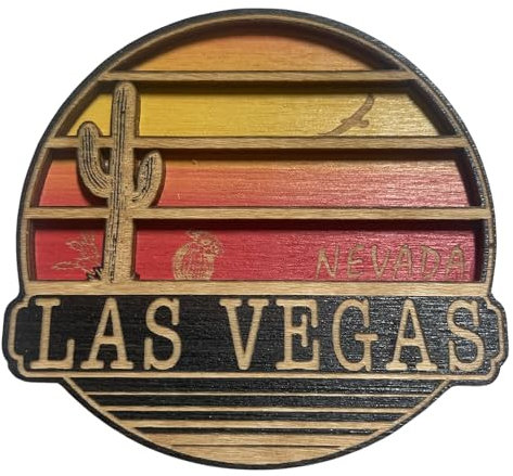 Las Vegas Nevada Holzmagnet, einzigartiges Sammlerstück, Souvenir-Zubehör, Geschenke für Sammler, 7,6 x 7,6 cm