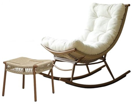 Balkon Freizeit Lounge Sessel mit Fußpedal, zu Hause fauler Schaukelstuhl, Hof Single Person Rattan Stuhl, Schaukelstuhl für den Außenbereich, geeignet für Camping im Freien, Freizeit zu Hause, etc