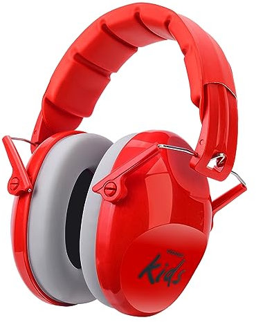 PROHEAR 032 Casque Anti Bruit Enfant Coussinets d'oreille Remplaçable, Protection Auditive avec Sac de Rangement, SNR 28dB pour Autisme, Feux d'artifice, Concerts (Rouge)