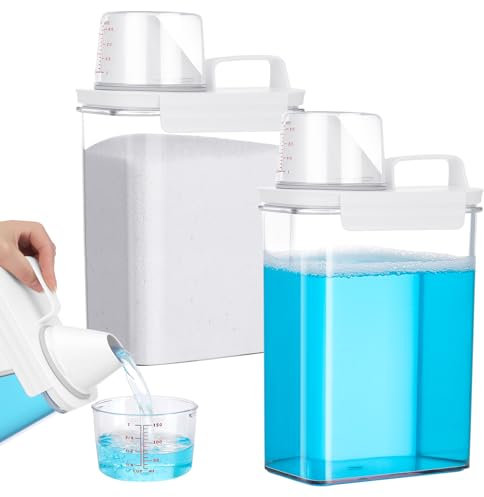 Invalidism Washing Powder Storage Container,1800ML Cereal Storage Containers,Rice Dispenser,Laundry Powder Storage Detergent Container for Kitchen Rice Pet Dry Foodder Storage Container,Pack of 2