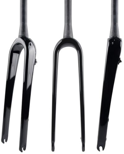 Forcella rigida in fibra di carbonio 700C Gravel Road Bike forcella 1-1/8 dritto/affusolata freno a disco forcella anteriore QR 9 x 100 mm (colore: nero lucido, dimensioni: conica)