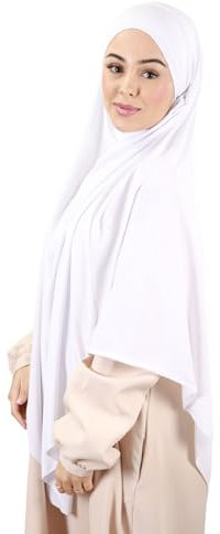 Lamis Hijab Khimar Premium-Jersey, weiß, One size