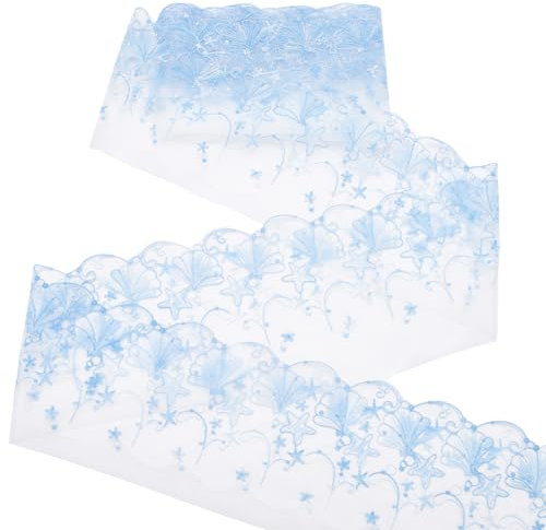 BENECREAT Hellblauer Spitzenbesatz Mit Stickerei, 4.6m X 17cm Vintage Blumenspitze Trim Polyester Nähen Spitze Stoffe Für DIY Hochzeit Kleid Handwerk Home Decor
