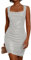 GRACE KARIN Robe à paillettes pour femme - Sans manches - Col carré - Paillettes - Robe de fête, de cocktail, Argenté/blanc., S