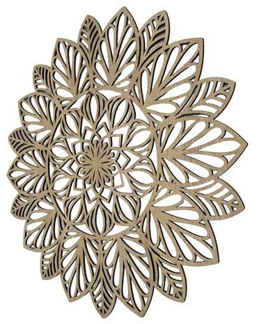 SENTOP HDF0255 Geschnitztes Bild an der Wand aus Holzmaterial für den Innenraum, Blume (Ahorn, 70 cm)