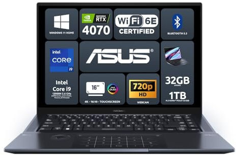 ASUS Notebook Zenbook Pro 16X OLED UX7602VI,16 Touch screen 4K OLED 16:10, Intel Core i9-13900H,Ram 32GB LPDDR5, NVIDIA GeForce RTX 4070, 1TB M.2 NVMe PCIe 4.0 SSD, Win11 Home, Wi-Fi 6E, BT 5.3