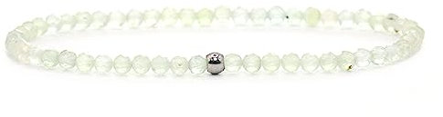 Echtes Prehnit Edelstein Armband mit facettierten 3mm Perlen - verschiedene Längen - Heilstein Schutzstein Edelsteinarmband Glücksbringer Talisman Geschenk (Prehnit, 16CM)