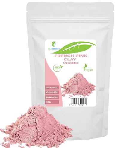 Argilla rosa francese - 200 gr - Maschere viso fai da te, maschere corpo, maschere capelli, peeling e scrub morbidi, produzione di sapone, anti-età e rassodamento della pelle