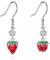 DAYLINLOVE Erdbeere Ohrringe 925 Sterling Silber Erdbeere Asymmetrische Ohrringe Erdbeere Schmuck Geschenk für Frauen Mädchen Erdbeere Liebhaber