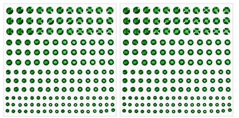 PATIKIL Self-Adhesive Rhinestone Stickers, 2 Pcs Face Gems Jewel Stickers Crystal Embellishment Sheet for Crafting Nail Decor Makeup DIY, Dark Green
