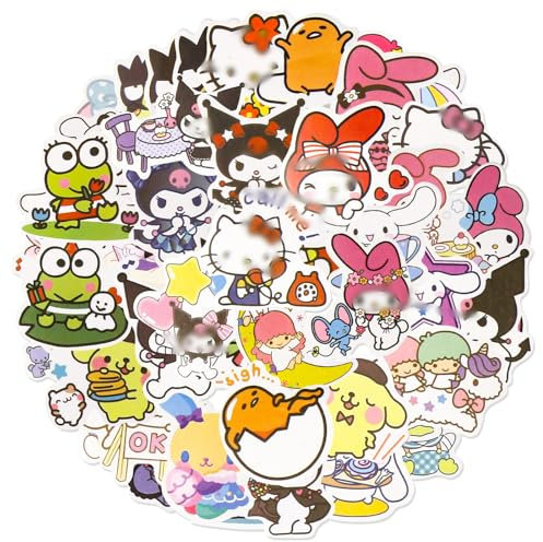 Chukua San-Rio Stickers for Kids, 50Pcs Cute Kawaii Waterproof Stickers, Vinyl, Cartoon Style, Perfect for Laptops, Skateboards, Mugs & More!