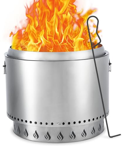 Towallmark Stove Bonfire 2.0 mit Ständer, 20,5 Zoll Rauchfreie Feuerstelle, 360° Luftstrom & Abnehmbarer Aschekanne, mit Luftschalter, Edelstahl Holzkamin für 4-6 Personen, 10,9 kg