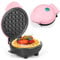 AHDXKUE Mini Waffle Maker Non-Stick Waffle Iron Machine, Mini Pancake Maker with Power/Ready Indicator Light Waffle Maker for Waffles, Sweet/Savoury Snacks Desserts, Pink