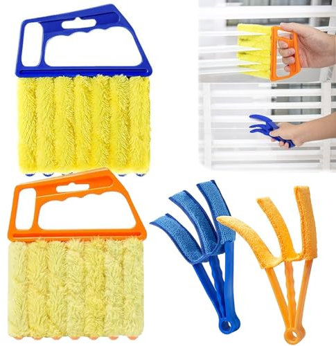 4 Pcs Blind Cleaner, Blind Duster, Venetian Blind Cleaner Tool, Blinds Cleaner, Include 2pcs 7 Finger Blind Duster Brush & 2pcs Shutter Cleaner Brushes For Window & Air Conditioner Blinds Dust Dirt